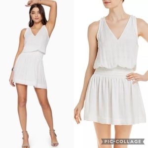 NWT Ramy Brook Kris Plaid Smocked Waist Mini Dress Or Swim Cover White Size L
